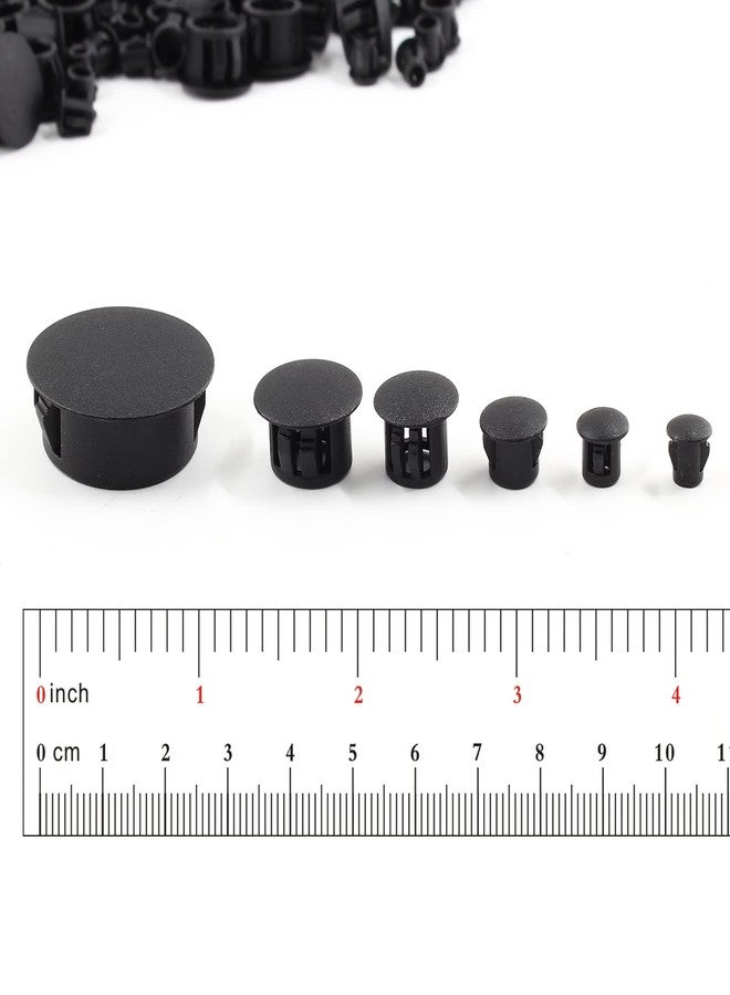 Suiwotin 350pcs 8 Sizes Plastic Hole Plugs Assortment, Flush Type Snap in Locking Tube Hole Plugs, 3/16", 1/4", 5/16", 3/8", 1/2", 5/8", 3/4", 1" Furniture Post Pipe Insert End Caps (Black) - Image 3